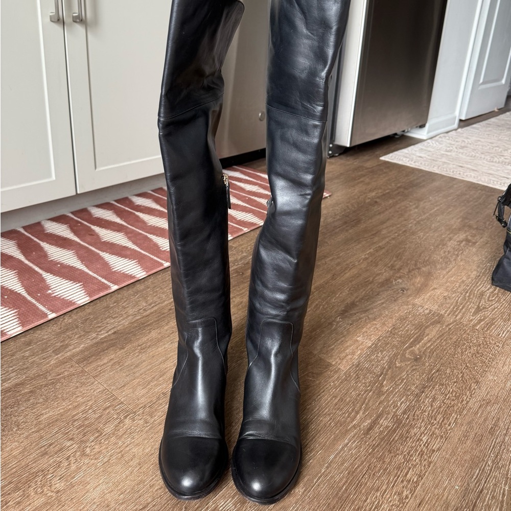 Valentino Black Leather Knee-High Boots